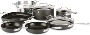 All-Clad Essentials Nonstick Hard-Anodized Cookware Set, 10-Piece, Black