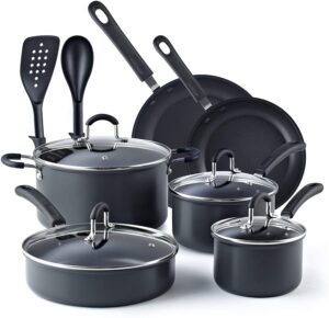 Cook N Home, Black 12-Piece Nonstick Hard-Anodized Cookware Set