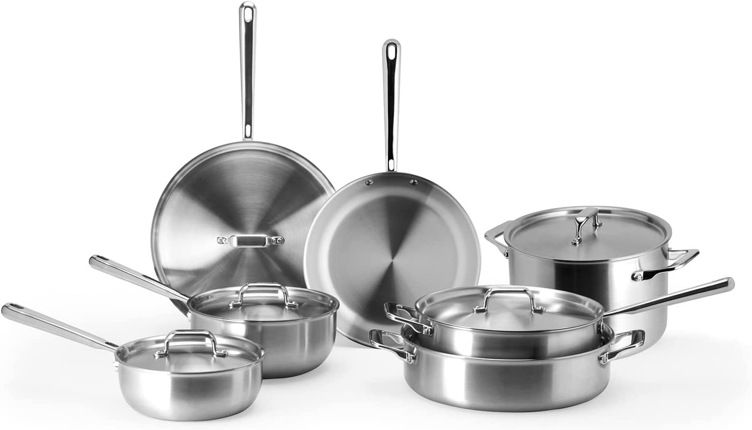 Misen Stainless Steel Pots and Pans Set - Stainless Steel Cookware Set - 12 Piece Complete Kitchen Cookware Sets