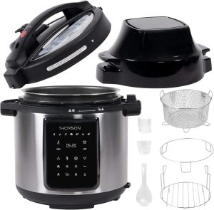 Thomson TFPC607 9-in-1 Pressure Cooker and Air Fryer with Dual Lid, Slow Cooker and More